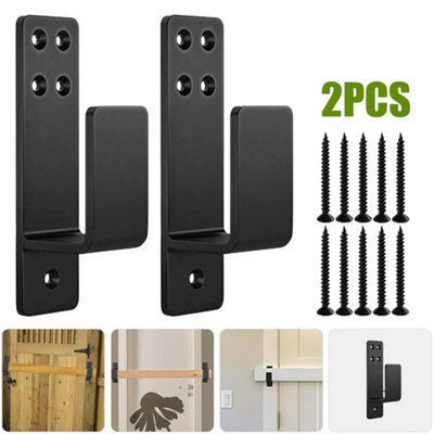  - 2X Door Barricade Brackets Heavy Duty Door Bar Holder Brackets Home Security