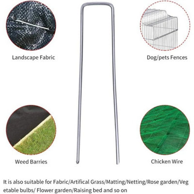 50Pcs Galvanised Steel U Shaped Weed Membrane Pins Ground Stakes Garden Pegs from B&Q