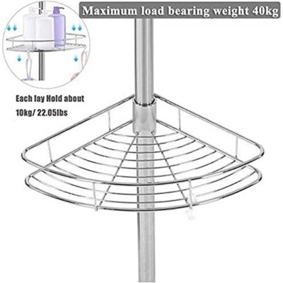 Stainless Steel 4 Tier Non Rust Telescopic Bathroom Corner Shelf Rack Shower Caddy Organizer from B&Q