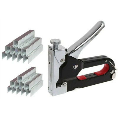 Staple Gun Heavy Duty Tacker Upholstery Woodworking + 1000 Staples Craft Tool from B&Q