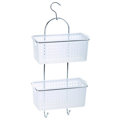  - 2 Tier Wide Plastic Hanging Shower Caddy Shower Storage Rack Bath Tidy Basket