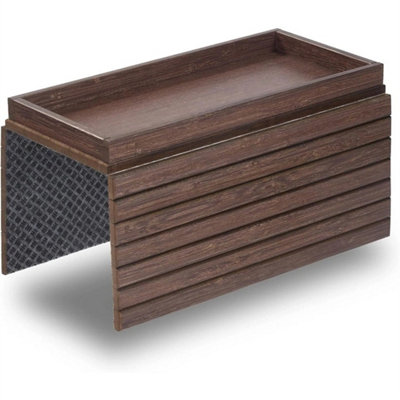 Brown Stained Bamboo Wood Sofa Arm Tray  Foldable Couch Arm Table Drinks Or  Snacks from B&Q