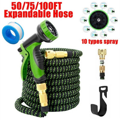 100Ft+10 Mode Expandable Garden Hose Flexible Hose Pipe 10 Modes Spray Gun from B&Q