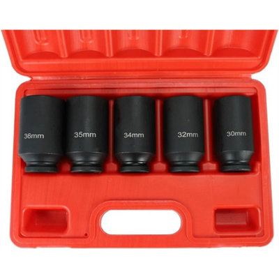  - 12 Point Axle Hub Nut Deep Impact Socket Set 1/2"dr Thin Wall Drive Shaft Socket