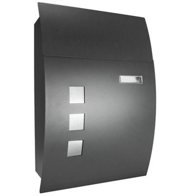 Large Mailbox Steel Wall-Mounted Curved Letterbox Key Lock Parcel Post Box from B&Q