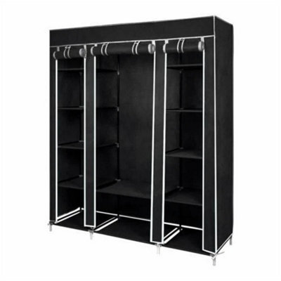 Practical Fabric Canvas Wardrobe Hanging Rail Shelving Clothes Storage Cupboard from B&Q