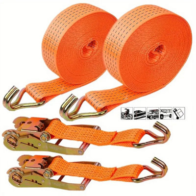 4X Heavy Duty Ratchet Ties Down Straps 50mm-6-Meter Lashing Cargo/luggage-3000Kg