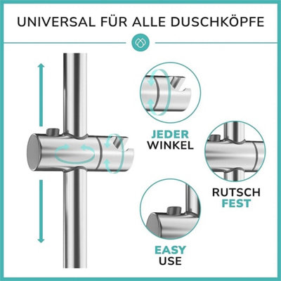  - Shower Riser Rail Kit Adjustable Chrome Head Holder Bracket Bathroom Shower Rod