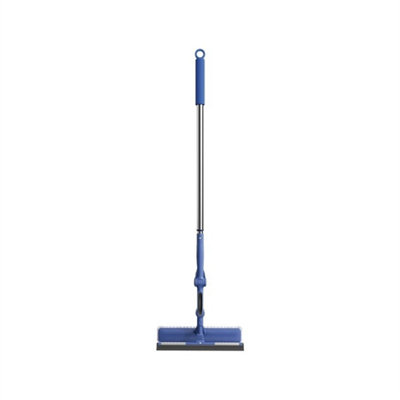 Extendable Window Squeegee Cleaner With Rubber Scraper And Fiber Rag Floor Wiper