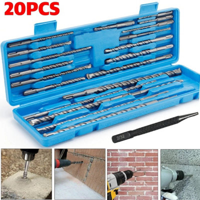 20Pcs Rotary Hammer Drill Bit Chisels Sds Plus Rotary Hammer Bit And Chisel Set from B&Q