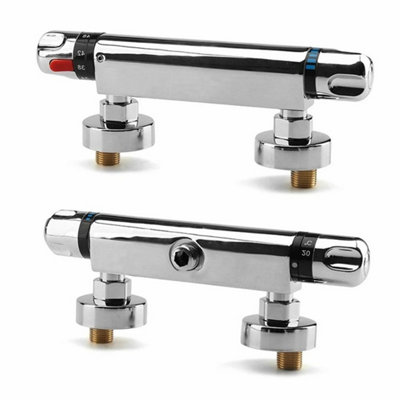 Thermostatic Exposed Bar Shower Mixer Valve Tap Chrome Bottom 1/2" Outlet Modern from B&Q