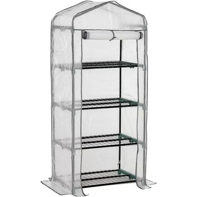 4 Tier Mini Grow House Outdoor Garden With White Pe Cover High Plant Greenhouse from B&Q