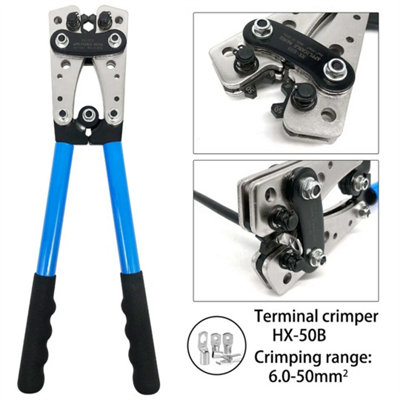 Heavy Duty Battery Cable Crimping Tool Wire Lug Crimper Terminal Copper Lugs Kit from B&Q