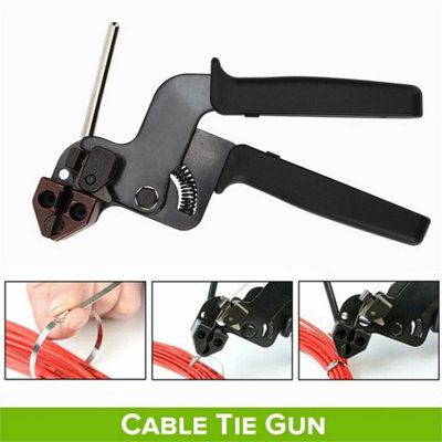Stainless Steel Crimper Tensioner Cutter Tool Metal Cable Tie Fasten Gun Pliers from B&Q