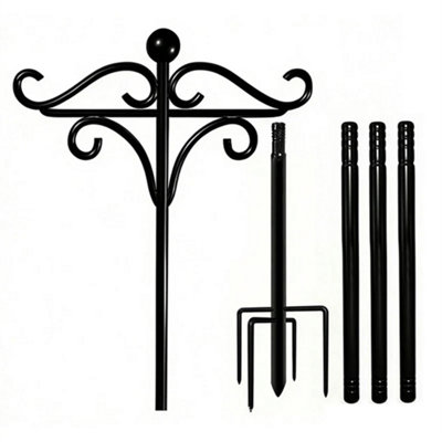  - Bird Feeder Pole Stand Feeding Station Hanging 2 Hook Freestanding Outdoor 193Cm