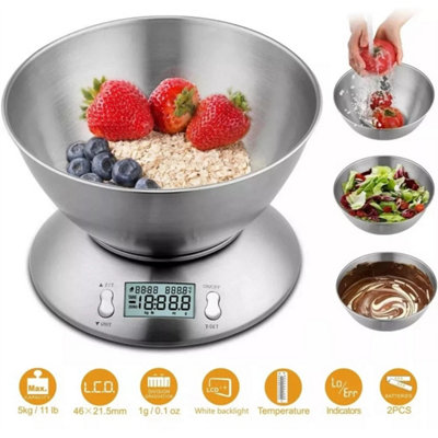 5Kg Digital Kitchen Scales Cooking Food Weighing Weight Electronic Scale W/ Bowl from B&Q