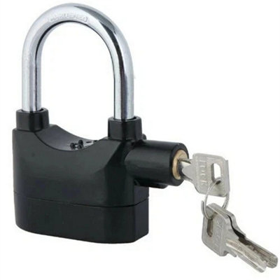 New 110Db Alarmed Padlock Long New Heavy Duty Weatherproof Shackle Padlock from B&Q