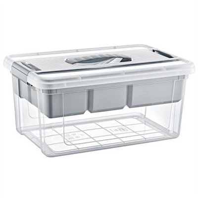 9-Litre Clear Plastic Storage Box Large Stacking Container With Snap Lid Organiser Tray from B&Q