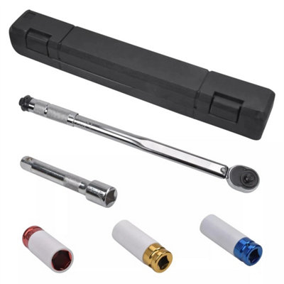  - 1/2 Inch Ratchet Torque Wrench 40210Nm + 3 Impact Sockets 17mm 19mm 21mm Set