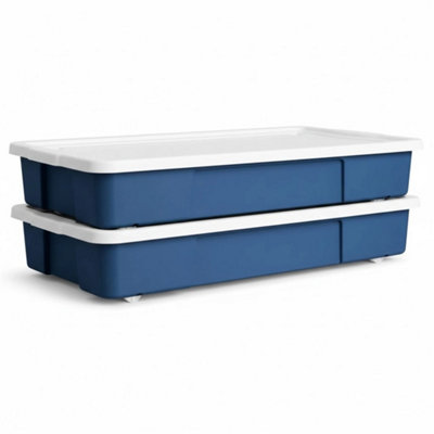 2X 47L Compact Underbed Storage Boxes On Wheels Stackable Nestable Container from B&Q