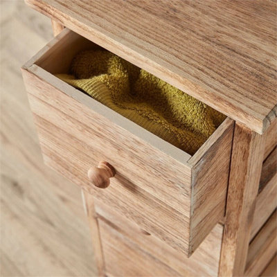 5 Drawer Chest Natural Wooden Tallboy Bedroom Storage Organiser Fully Assembled from B&Q