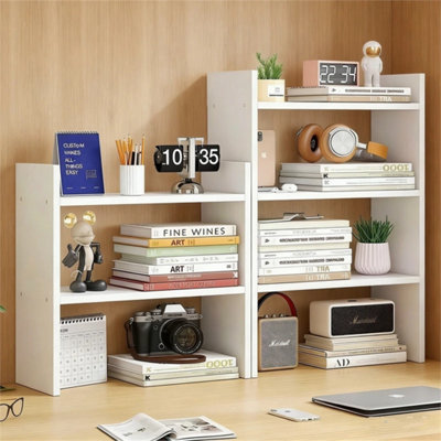 White 3 Tier Desktop Shelf Bookcase Tabletop Storage Rack Organizer Bookshelf Display Unit from B&Q