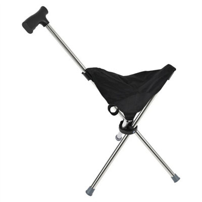 Folding Portable Walking Stick Seat Aluminium Cane Chair Stool 150Kg from B&Q