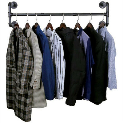 83Cm+105Cm Industrial Pipe Clothing Rack Wall Mounted Clothes Rail Hanging Display Rack New from B&Q