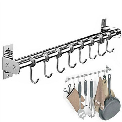 50Cm Kitchen Cupboard Wall Mounted 8 Hooks Tool Utensil Holder Hanging Rail Rack from B&Q
