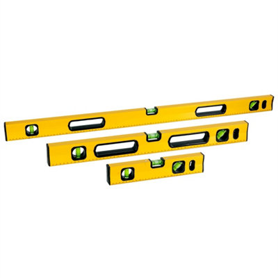 Yellow Magnetic 3 Piece Builders Building Spirit Level Set3006001000mm from B&Q