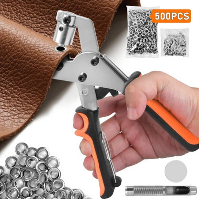 Eyelet Pliers Hole Punch Complete Tool Set With 500Pcs 10mm Eyelets Craft Kit from B&Q