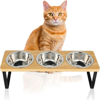 Raised Cat Food Bowl Set3Pcs Stainless Steel Cat Bowls With 15 Tilted Stand from B&Q