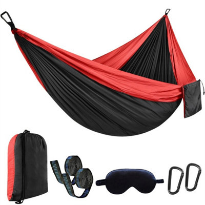 Black+ Red Portable Outdoor Camping Hammock Hanging Bed For Hiking Hammock Swing Hanging from B&Q
