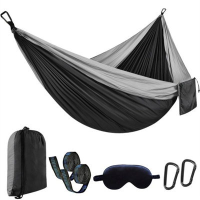 Grey+Black Portable Outdoor Camping Hammock Hanging Bed For Hiking Hammock Swing Hanging from B&Q