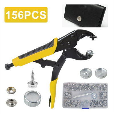  - 156Pcs Heavy Duty Snap Fasteners Pliers Press Studs Kit Leather Button Tool Diy