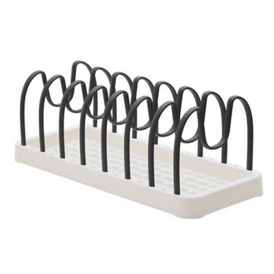 Plate Rack Pot Lid Stand Pan Organiser Kitchen Cupboard Tidy Storage Black from B&Q