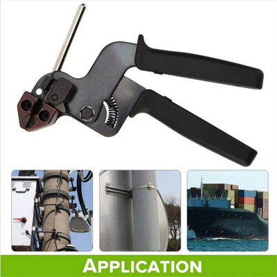 Metal Cable Tie Fasten Gun Plier Stainless Steel Crimper Tensioner Cutter Tool from B&Q