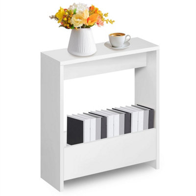 Narrow Side TableBedside Table With Storage Shelves Magazine Rack End Table from B&Q