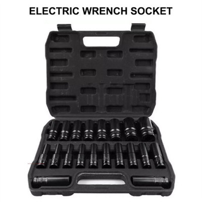 20Pcs Heavy Duty Deep Impact Socket Set 6 Point Metric 832mm 1/2 Inch Drive from B&Q