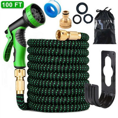 100Ft+10 Mode Heavy Duty Garden Expandable Flexible Water Pipe 10 Pattern Spray Gun from B&Q