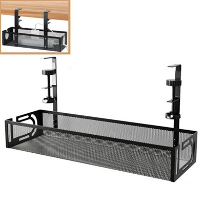 Under Desk Cable Tray Management No Drill Tidy Wire Cord Storage Rack Organizer from B&Q