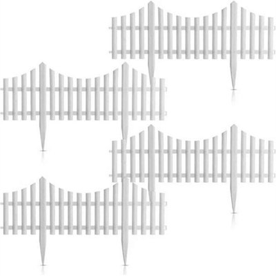 16 White Plastic Wooden Effect Lawn Border Edge Garden Edging Picket Fencing Set