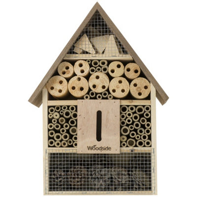  - Woodside Wooden Insect Bee House Natural Wood Bug Hotel Shelter Garden Nest Box