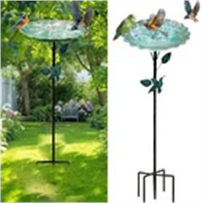 Outdoor Garden Bird Bath Bowl With Stake Wild Bird Feeder Feeding Station Basin from B&Q