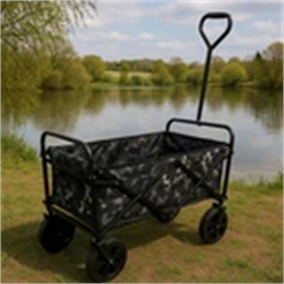 Folding Pull Along Festival Trolley Cart Garden Camping Beach Trailer Fishing from B&Q