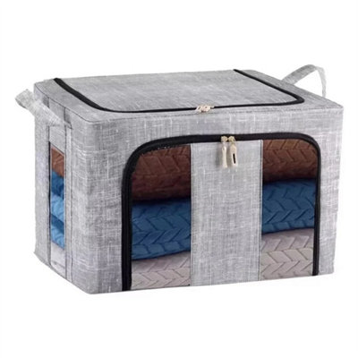 - 3Pcs 66L Folding Storage Box Made Of Thick Fabric&steel Frame Wardrobe Organizer
