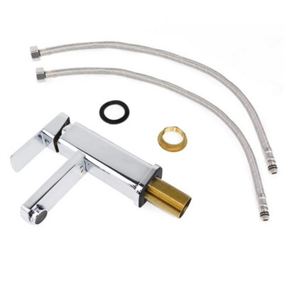  - Modern Cloakroom Basin Mixer Tap Chrome Basin Sink Mono Bathroom Tap + Fixings