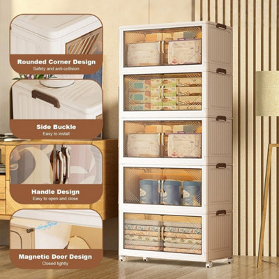  - 5-Tier Stackable Storage Boxes With Lid Clear Plastic Organizer