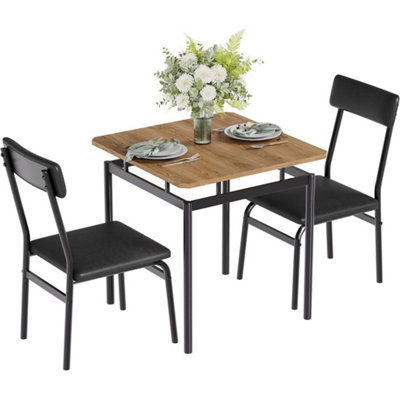  - Dining Table Set With 2 Upholstered Chairs Space Saving Kitchen