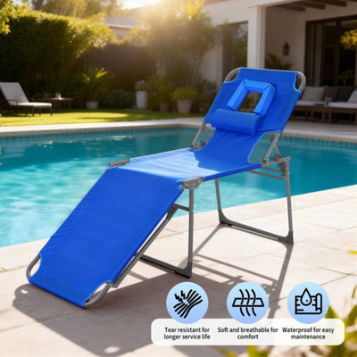  - Folding Tanning Chair Face Hole 5-Position Adjustable Backrest